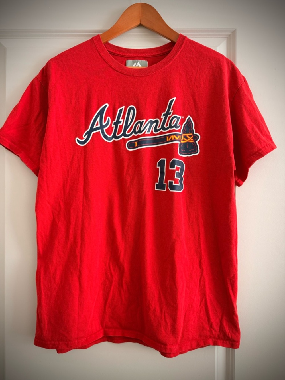 Red Atlanta Braves Tee, #13 Acuña Jr.